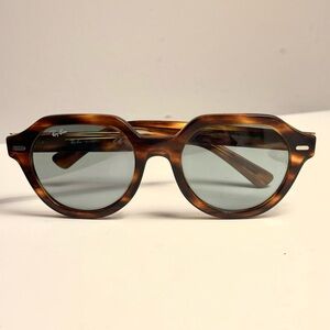 Ray-Ban Gina Sunglasses with Polished Striped Havana Frame with Blue Lenses